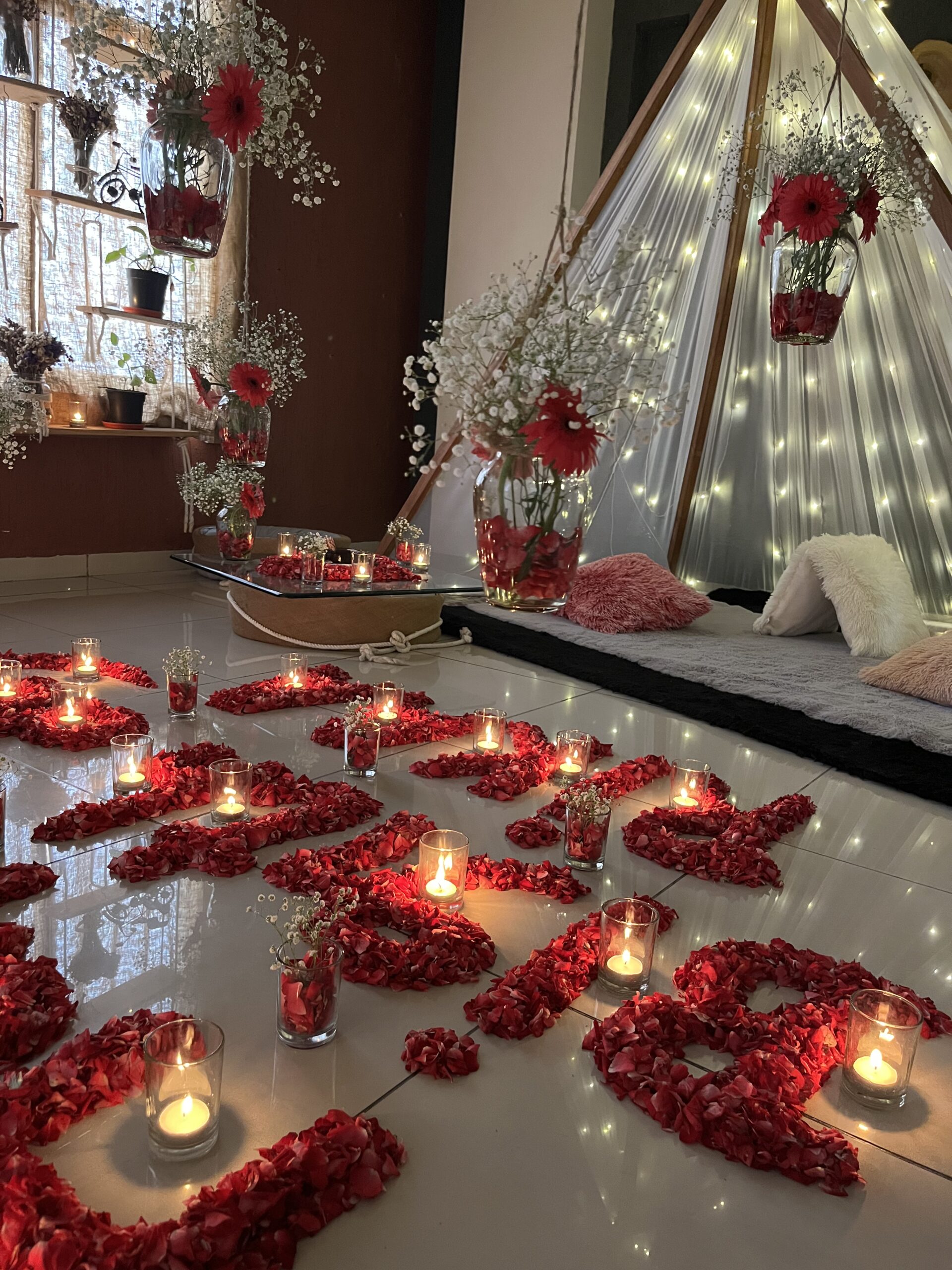 Friends Factory Cafe Vadodara - Romantic Rooftop Setup for Candlelight Dinner